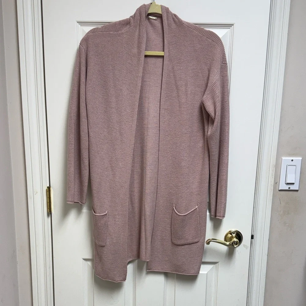 T TAHARI Pink Open-Front Cardigan Sweater